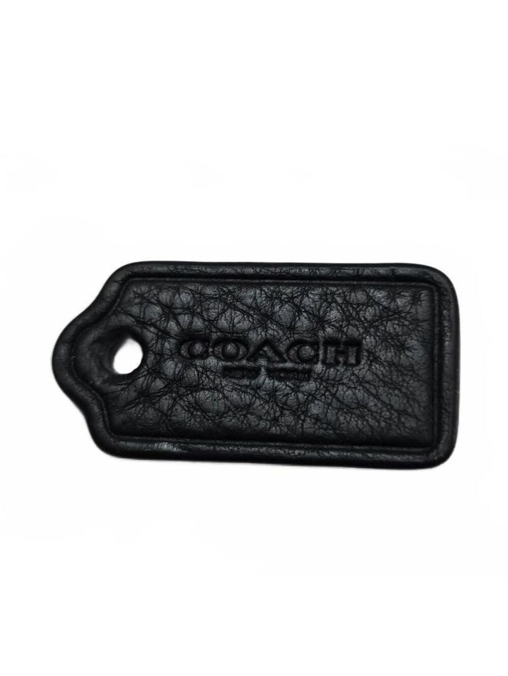 Authentic Black Pebbled Leather Coach Hangtag Bag Keychain - Picture 2 of 8